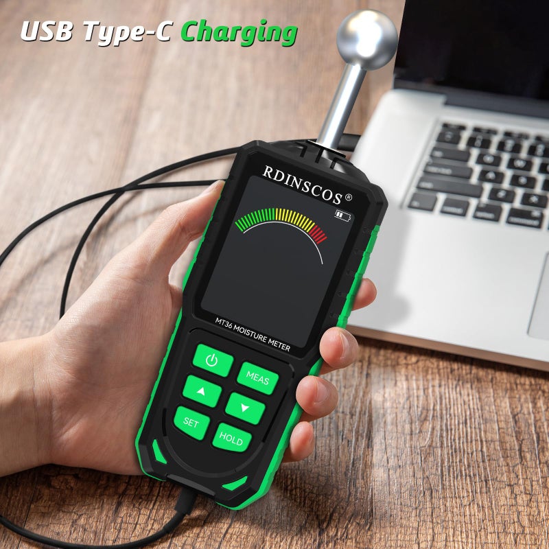 RDINSCOS Moisture Meter for Firewood  Wood Moisture Meters for Walls  Firewood Floor Humidity Detector Lumber Humidity Tester Paper Cerimic Ceiling Firewood Cardboard Humidity Building Material (Black-Ball) - Image 3